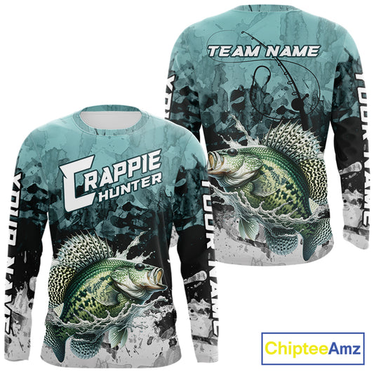 Personalized Crappie Fishing Jersey, Team Crappie Fishing Long Sleeve Tournament Shirts NBT694