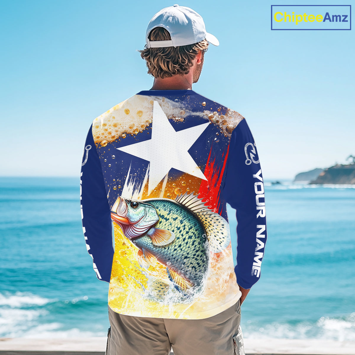 Custom Texas Flag Crappie Fishing Shirts, Funny Fishing Beer Shirts Long Sleeve For Team NBT617