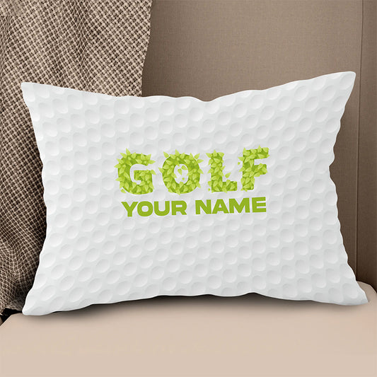 Green Grass Golf Ball Pattern Custom Throw Pillow Personalized Golf Gift LDT1140