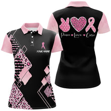 Load image into Gallery viewer, Black & Pink Leopard Pattern Golf Polo Shirts Breast Cancer Pink Ribbon Golf Shirts For Women LDT1352