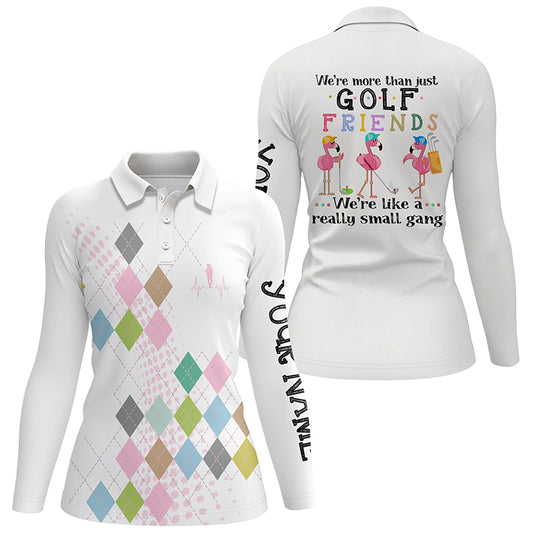 Multicolor Argyle Pattern Womens Golf Polo Shirt Flamingo Funny Golf Tops For Women Golf Gift LDT0998