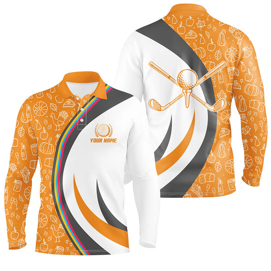 Personalized Thanksgiving Golf Mens Polo Shirt Custom Orange Golf Shirts For Men Cool Golf Gifts LDT0838