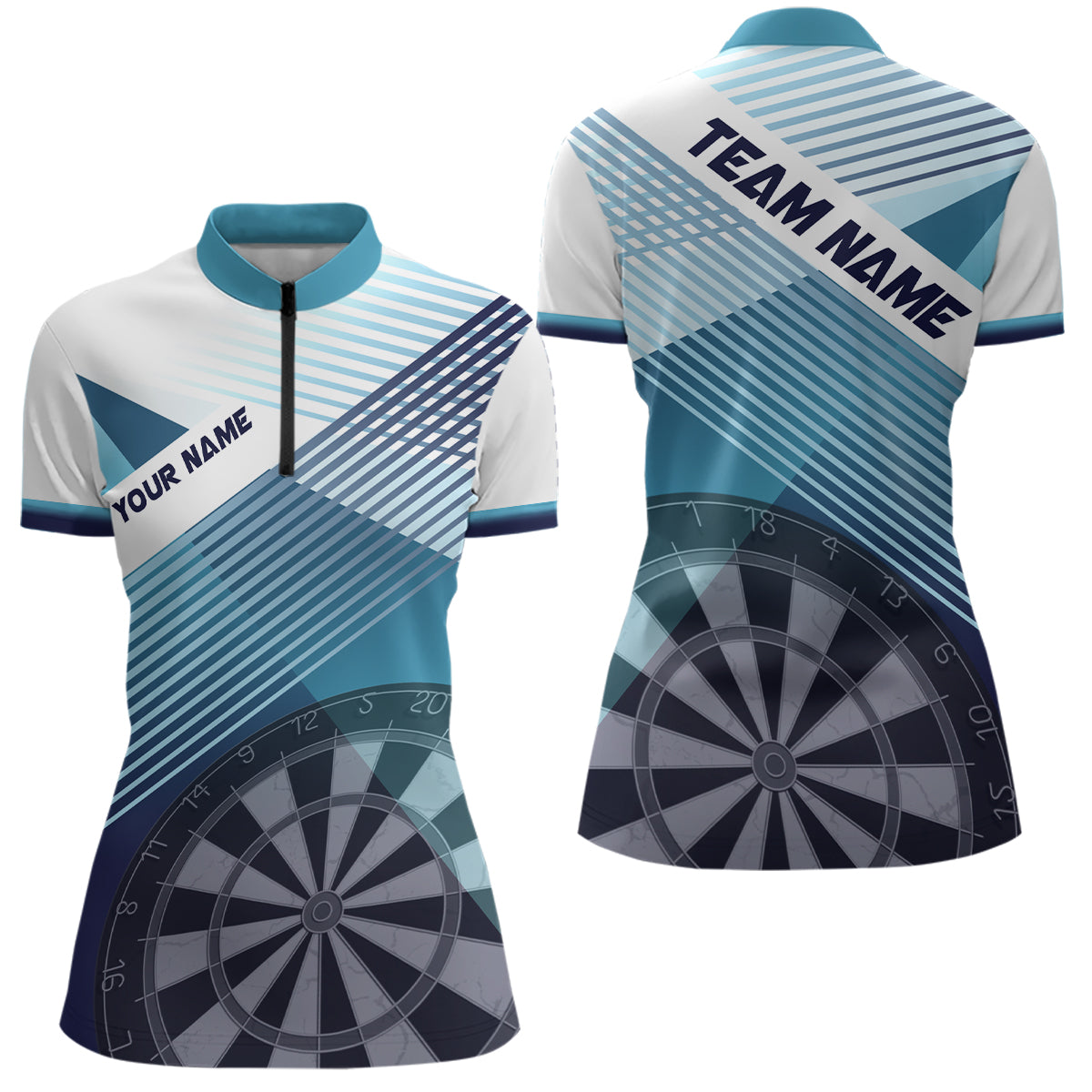 Silhouette White Blue Womens Dart Quarter zip Shirt Personalized Cool Women Dart Jerseys LDT0823