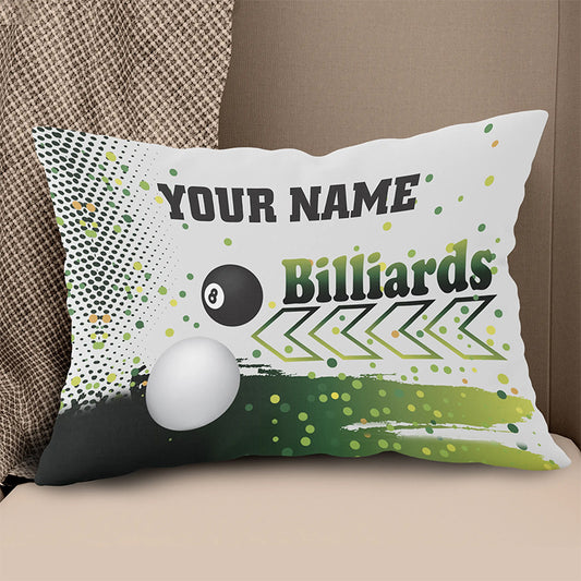 Personalized Green 8 Ball Billiard Pillow Custom Pool Cue Billiard Gifts VHM0851