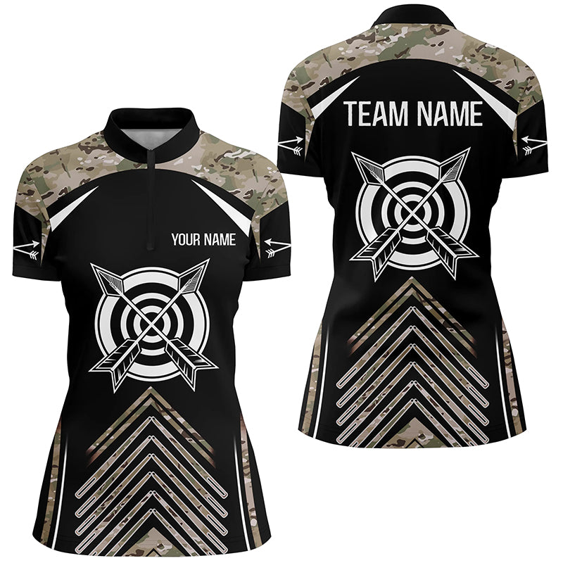Personalized Camouflage 3D Target Archery Quarter-Zip Shirts For Women, Arrows Archery Team Shirts VHM0762