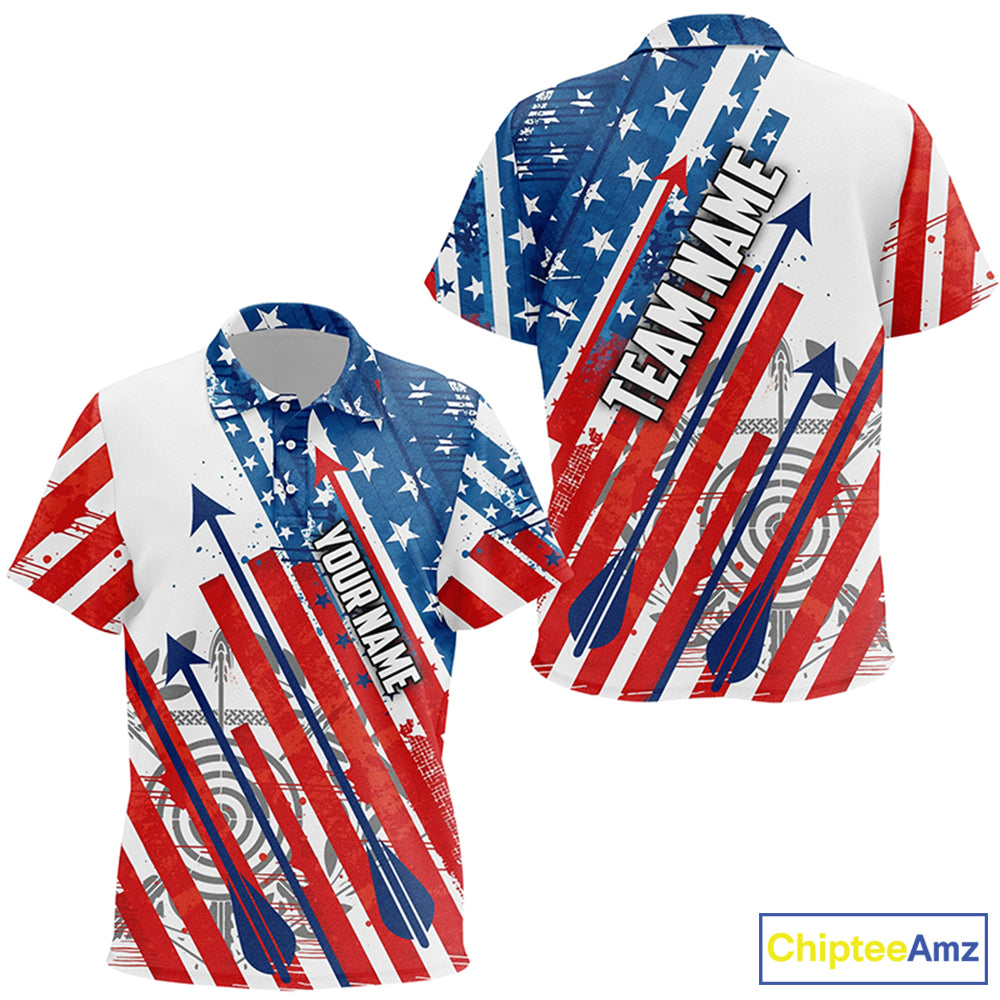 Personalized Archery Bow Hunting American Flag Shooter Archery Polo Shirts For Kids, Archery Shirts VHM0622