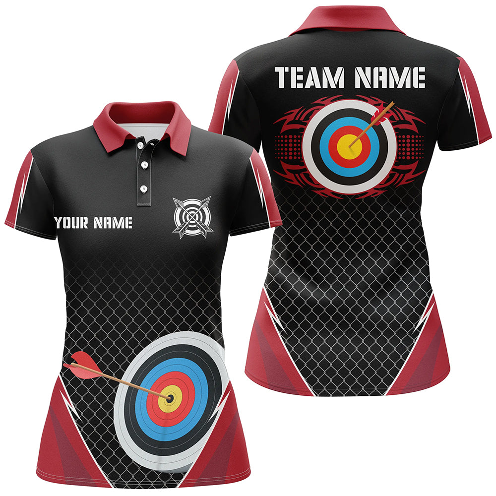 Personalized Net Pattern Target Archery 3D Polo Shirts For Women, Custom Uniform For Team Archery VHM0554
