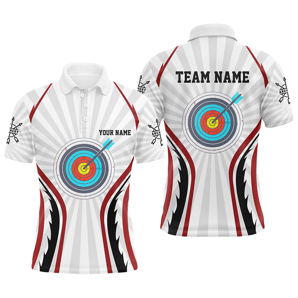 Personalized Retro Red Targets Archery Polo Shirts For Men, Custom Arrows Archery Team Jerseys VHM0562