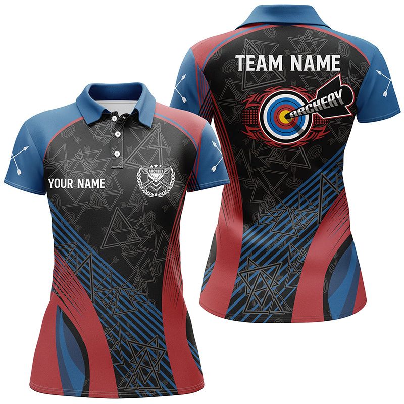 Personalized US Flag Colors Archery 3D Polo Shirts For Women, Custom Bows And Arrows Archery Jerseys VHM0585
