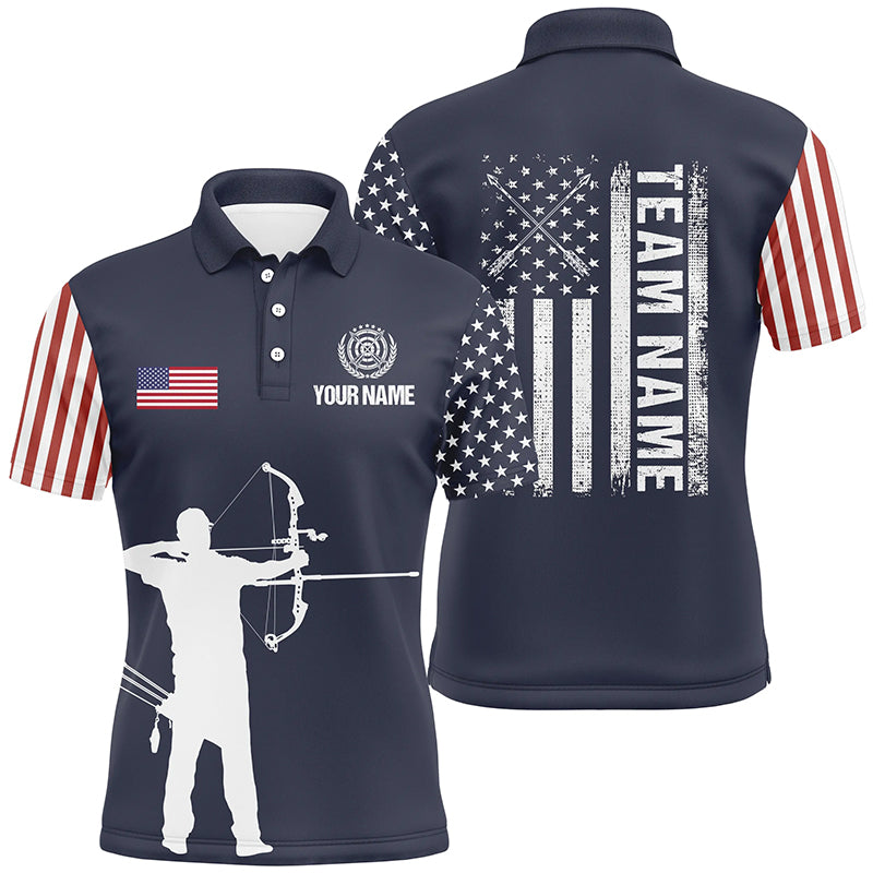 Personalized US Archery Silhouette Archers Men Polo Shirts Custom Patriotic Archery Team Shirts TDM0464