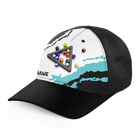 Custom 3D Black Blue Billiard Balls Pool Cap, Best Personalized Billiard Hats Gifts For Pool Lover TDM1060