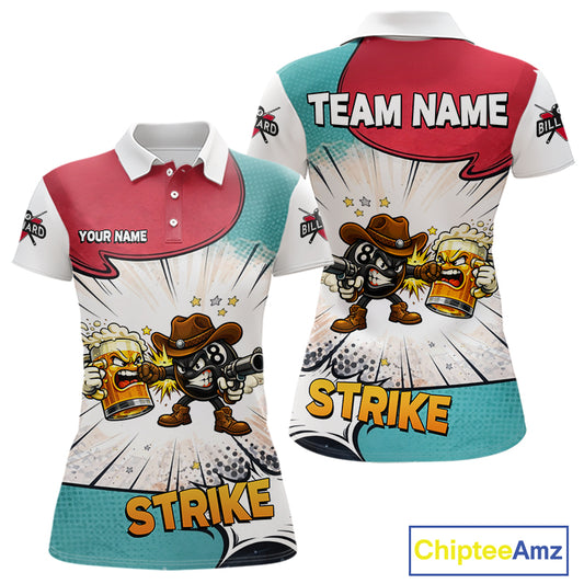 Funny Beer 8 Ball Pool Billiard Shirt For Women Custom Billiard Team Jersey Polo & 1/4 Zip TDM6052