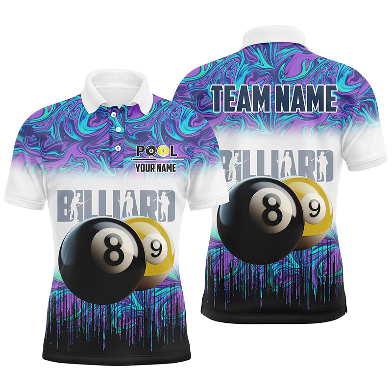 Personalized Black Yellow Billiard 8 Ball & 9 Ball Pool Men Polo Shirts, Billiard Attire Jerseys TDM1221