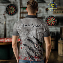 Load image into Gallery viewer, Custom Red And Grey Grunge Darts Shirt For Men, Personalized Darts Jersey Team Polo & 1/4 Zip TDM4995