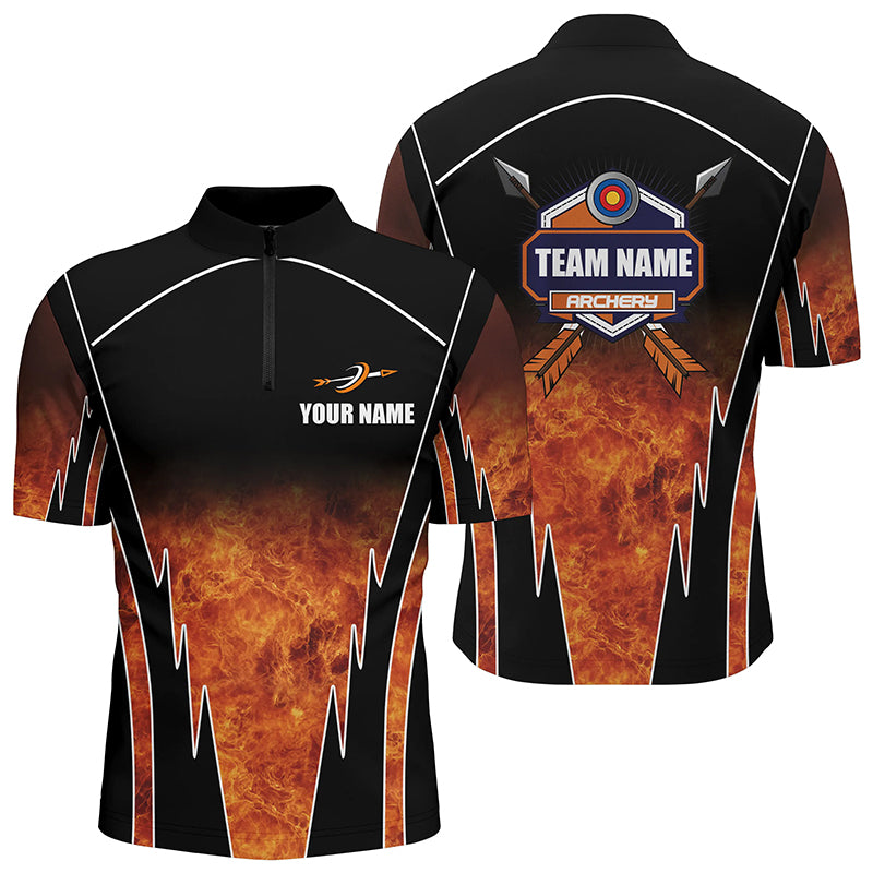 Custom Orange Black Archery Men Quarter-Zip Shirt Archery Performance Uniform Shirts TDM0555