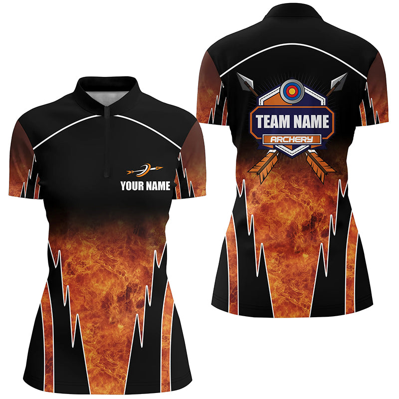 Custom Orange Black Archery Women Quarter-Zip Shirt Archery Performance Uniform Shirts TDM0551