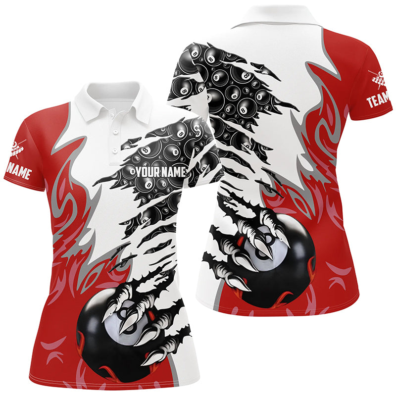 Personalized Claw 8 Ball Pool Red 3D Billiard Polo Shirts For Women Best Billiard Apparel Clothing TDM0574