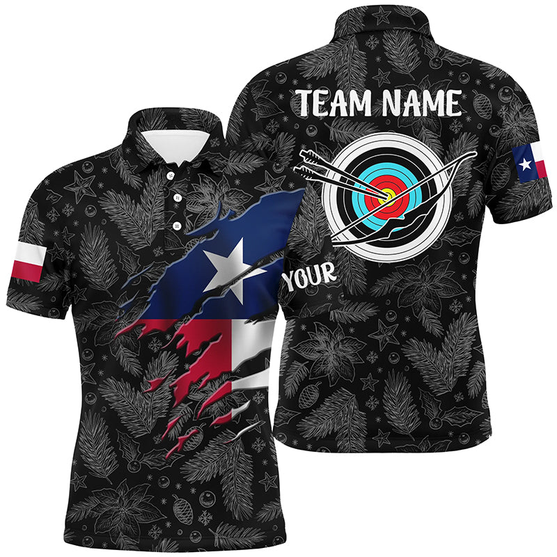 Personalized Funny Christmas Texas Archery Polo Shirts For Patriot, Archery Men Christmas Shirts TDM0580