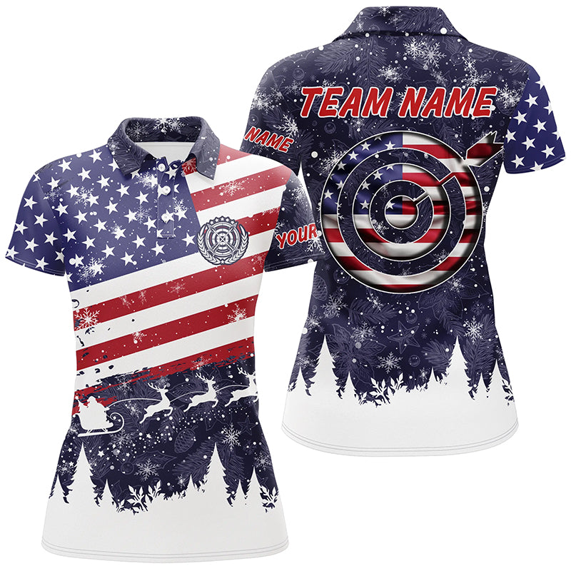 Funny Christmas US Archery Target Custom Polo Shirts For Women Best Archery Christmas Shirts Ever TDM0583
