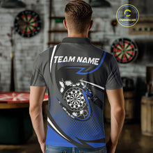 Load image into Gallery viewer, Funny Crack Dartboard Blue Darts Polo & Quarter Zip Custom Darts Shirt For Men Darts Team Jersey TDM5007