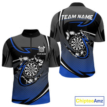 Load image into Gallery viewer, Funny Crack Dartboard Blue Darts Polo & Quarter Zip Custom Darts Shirt For Men Darts Team Jersey TDM5007
