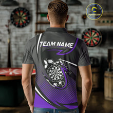 Load image into Gallery viewer, Funny Crack Dartboard Purple Darts Polo & Quarter Zip Custom Darts Shirt For Men Darts Team Jersey TDM5008