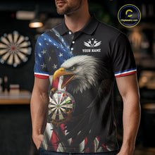 Load image into Gallery viewer, American Flag Eagle Darts Shirt For Men Custom Patriotic Darts Jersey Team Polo & Quarter Zip TDM5012