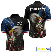 Load image into Gallery viewer, American Flag Eagle Darts Shirt For Men Custom Patriotic Darts Jersey Team Polo & Quarter Zip TDM5012