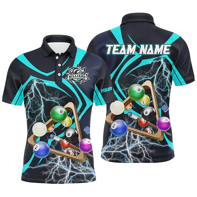 Personalized Billiard Balls Lightning Thunder Full Printing 3D Men Polo Shirts Best Billiard Shirts TDM0381