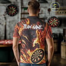 Load image into Gallery viewer, Orange Flaming Wolf Dartboard Jersey For Men Custom Darts League Team Shirt Polo & Quarter Zip TDM5022