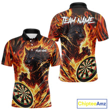 Load image into Gallery viewer, Orange Flaming Wolf Dartboard Jersey For Men Custom Darts League Team Shirt Polo & Quarter Zip TDM5022
