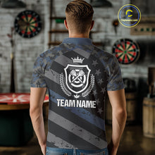 Load image into Gallery viewer, Blue Camo American Flag Darts Jersey For Men Custom Grunge Darts Shirt Team Polo & Quarter Zip TDM5031