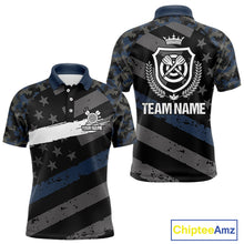 Load image into Gallery viewer, Blue Camo American Flag Darts Jersey For Men Custom Grunge Darts Shirt Team Polo & Quarter Zip TDM5031