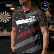 Load image into Gallery viewer, Red Camo American Flag Darts Jersey For Men Custom Grunge Darts Shirt Team Polo & Quarter Zip TDM5032