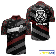 Load image into Gallery viewer, Red Camo American Flag Darts Jersey For Men Custom Grunge Darts Shirt Team Polo & Quarter Zip TDM5032