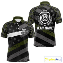 Load image into Gallery viewer, Green Military Camo US Flag Darts Jersey For Men Custom Grunge Darts Shirt Team Polo & Quarter Zip TDM5033