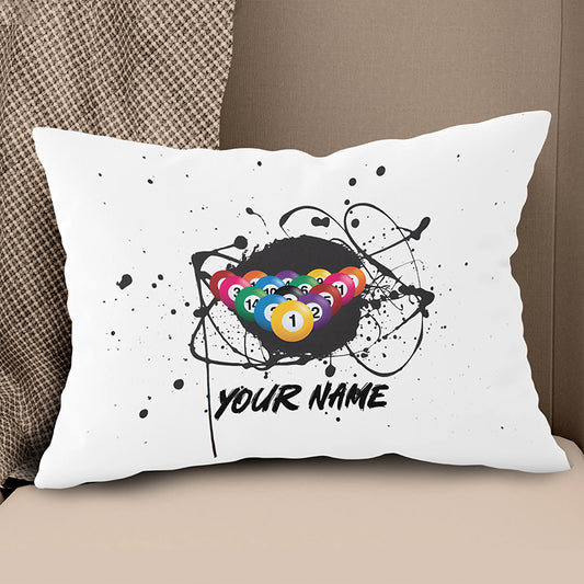 Custom Grunge Billiard Balls White Pillow, Personalized Pillows Billiard TDM0790