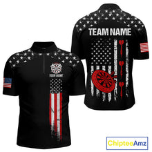 Load image into Gallery viewer, Personalized American Flag Darts Jersey For Men Custom Patriotic Darts Team Polo & 1/4 Zip Shirt TDM5077