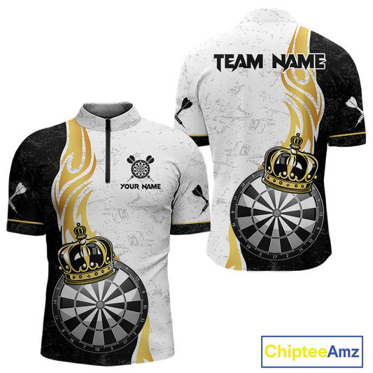 Personalized Dartboard Crown Gold Darts Shirt For Men Custom Darts Team Jersey Polo & 1/4 Zip TDM4653