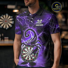 Load image into Gallery viewer, Purple Thunder Lightning Scorpion Darts Polo & 1/4 Zip For Men Custom Darts League Team Jersey TDM4865