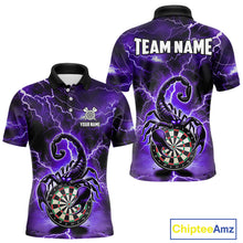 Load image into Gallery viewer, Purple Thunder Lightning Scorpion Darts Polo & 1/4 Zip For Men Custom Darts League Team Jersey TDM4865