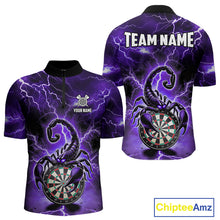 Load image into Gallery viewer, Purple Thunder Lightning Scorpion Darts Polo & 1/4 Zip For Men Custom Darts League Team Jersey TDM4865