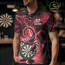 Load image into Gallery viewer, Red Lightning Thunder Scorpion Darts Shirt Polo & 1/4 Zip For Men Custom Darts League Team Jersey TDM4866