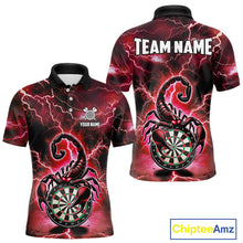 Load image into Gallery viewer, Red Lightning Thunder Scorpion Darts Shirt Polo & 1/4 Zip For Men Custom Darts League Team Jersey TDM4866