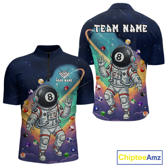 Funny Colorful 8 Ball Billiard Shirt Astronaut In Space For Men Custom Billiard Team Jersey TDM5312
