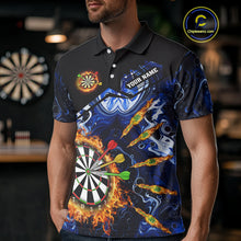Load image into Gallery viewer, Personalized Blue Dartboard Fire Marble Darts Shirt For Men Custom Dart Team Jersey Polo & 1/4 Zip TDM5096