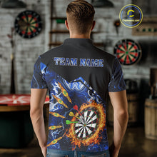 Load image into Gallery viewer, Personalized Blue Dartboard Fire Marble Darts Shirt For Men Custom Dart Team Jersey Polo & 1/4 Zip TDM5096