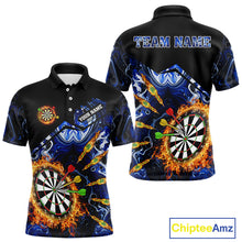 Load image into Gallery viewer, Personalized Blue Dartboard Fire Marble Darts Shirt For Men Custom Dart Team Jersey Polo & 1/4 Zip TDM5096