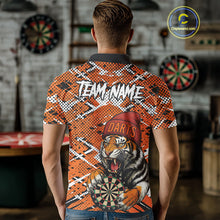 Load image into Gallery viewer, Personalized Orange Black Grunge Tiger Darts Shirt For Men Custom Darts Team Jersey Polo & 1/4 Zip TDM5099