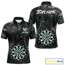 Load image into Gallery viewer, Personalized Turquoise Break Glass Darts Shirt For Men Custom Darts Team Jersey Polo & 1/4 Zip TDM5102